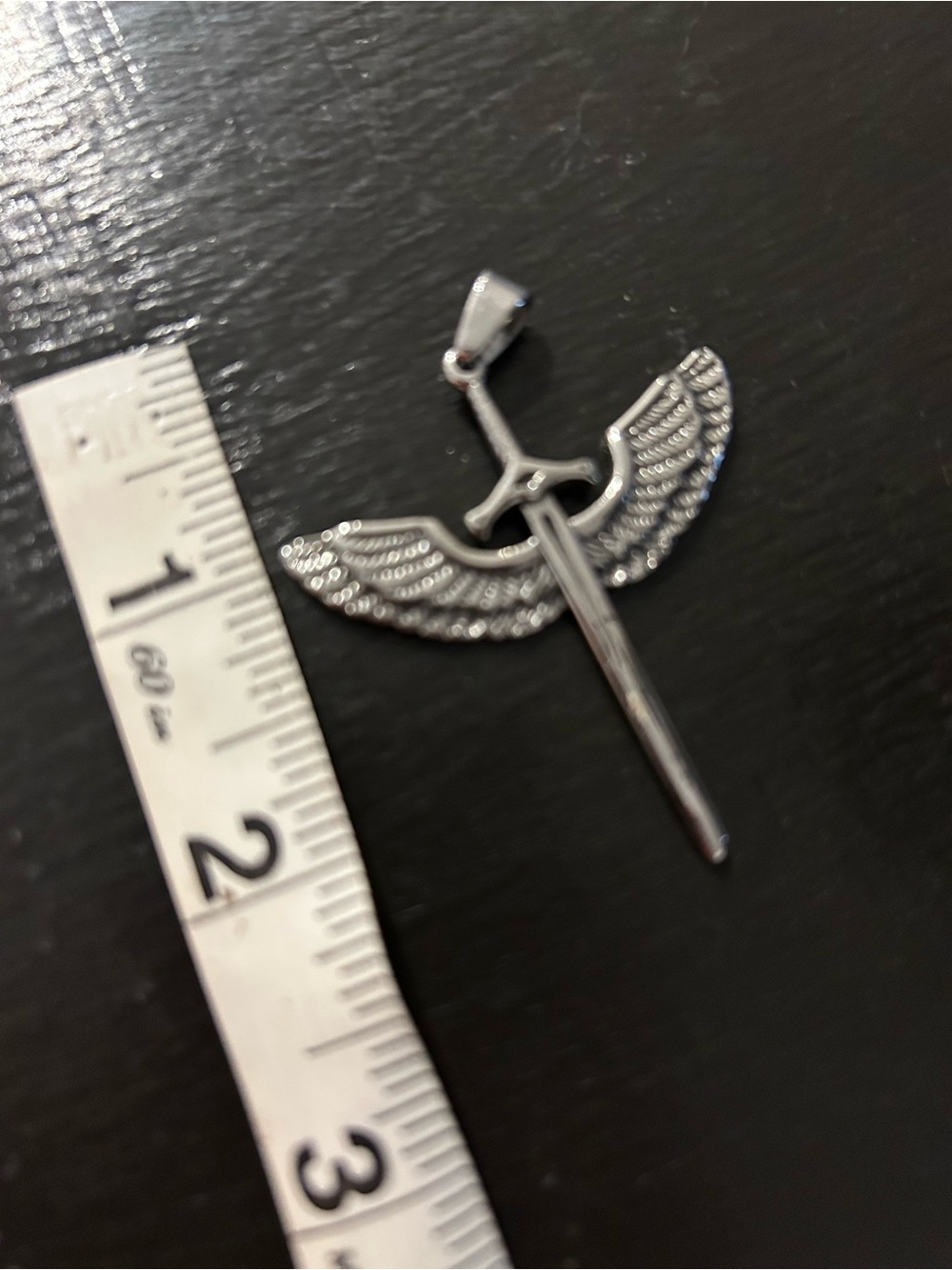 Silver Winged Sword Pendant  -unisex Jewelry